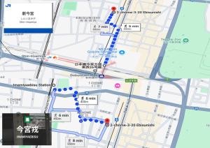 大阪市にあるSUIMEI Ebisuの赤い点が付いた大阪市の地図