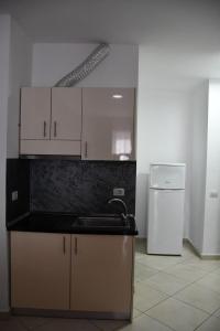 Kuchyň nebo kuchyňský kout v ubytování Apartamente Antoni Shengjin