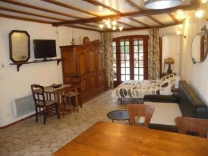 Μια τηλεόραση ή/και κέντρο ψυχαγωγίας στο Studio climatise avec piscine