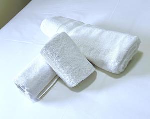 two rolls of white toilet paper on a table at Contact Hôtel Arc-En-Ciel - Rénové in Mulhouse +13 photos