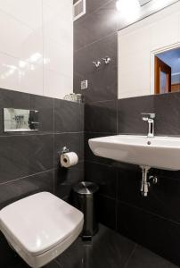 łazienka z białą umywalką i toaletą w obiekcie Baltic Inn w Pogorzelicy