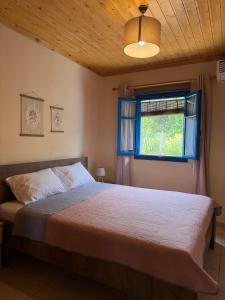 a bedroom with a bed and a window at Sotirias Beach House in Kalamos