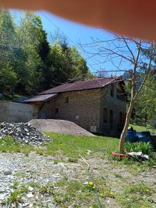 a brick building with a tree in front of it at Bujtina Ora e Shales in Boge +6 photos