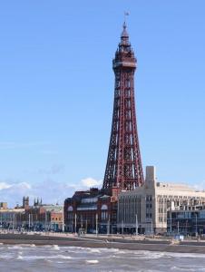 a view of the eiffel tower from the water at Stylish and Spacious two-bedroom Apartment in Blackpool +22 photos