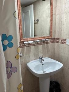 a bathroom with a sink and a mirror at Hotel Don Jose in Puertollano