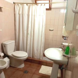 a bathroom with a toilet and a sink at Solar de Campo in Villa Elisa