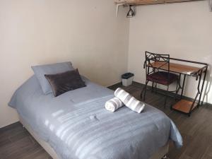 a bed with two pillows on it in a room at Vivienda completa Privada y con acceso controlado in Hermosillo