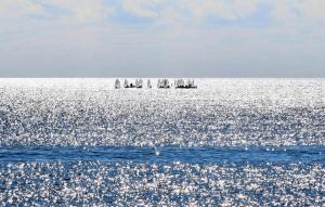 eine Gruppe von Segelbooten auf dem Meer auf dem Wasser in der Unterkunft Beautiful Apartment In Balestrate in Balestrate