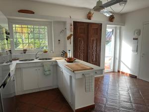 een keuken met een spoelbak en een aanrechtblad bij Villa Degli Olivi in Pula