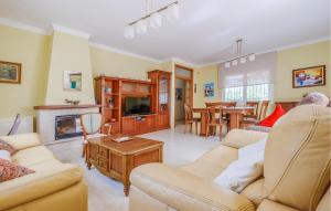 a living room with two couches and a fireplace at Stunning Home In L'ametlla De Mar in L'Ametlla de Mar