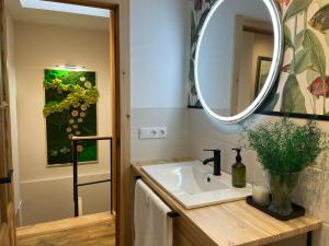 a bathroom with a sink and a mirror at Casa del concejo segovia in Segovia +25 photos