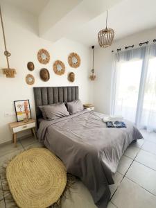 a bedroom with a large bed and mirrors on the wall at WonderFarm2point0 Oran villa 10 people in Oran