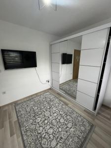 a room with a mirror and a television and a rug at Home in Sarajevo in Doglodi