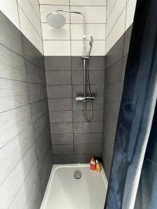 a bathroom with a shower with a bath tub at Charmante maison à Lagord avec jardin privatif in Lagord +16 photos