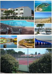 a collage of pictures of a swimming pool at Appart Oléron Vert Bois 4 pers in Dolus-d'Oléron