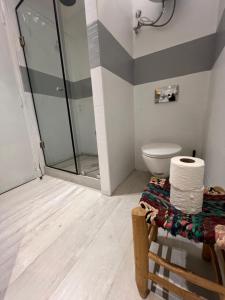 a bathroom with a shower and a toilet at Stay In GAUTHIER studio s in Casablanca +2 photos