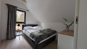 una camera da letto con un letto e una finestra di Sosnowy Raj Borsk a Borsk