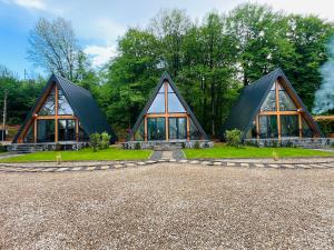 a house with two that look like domes at A-frame Marisa Vadu Crisului in Vadu Crişului