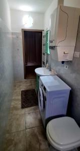 a bathroom with a toilet and a sink at Via Cufra 46 in Botrugno