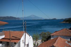 a view of a large body of water with houses at Aloe Apartments Ammouliani in Ammouliani