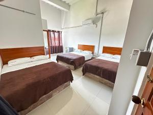 a room with two beds and a window at LA PLAZOLETA in Doradal