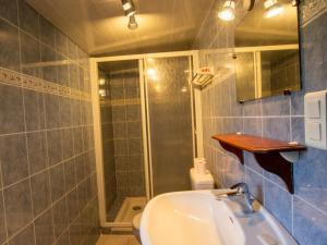 a bathroom with a shower and a sink and a tub at Maison indépendante en pleine nature dans la Vallée de l'Auvézère - FR-1-616-140 in Saint-Mesmin