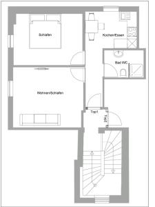 Plán poschodí v ubytovaní Idyllische Suite in Zentrumsnähe mit Parkplatz Top 1