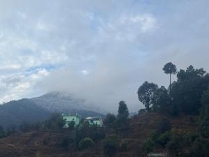 ナイニタールにあるThe Himalayan meadowsの木のある丘の上の家