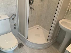 a bathroom with a shower with a toilet and a sink at Vila Fjaka in Dugi Rat +15 photos