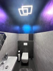 Un baño con un inodoro blanco y un lavabo. en Palace Hill Poprad, en Poprad