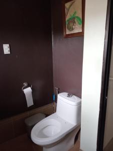 a bathroom with a toilet and a picture on the wall at VG Bed and Breakfast in Sampong