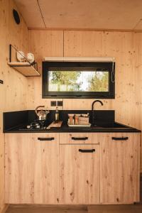 Η κουζίνα ή μικρή κουζίνα στο Parcel Tiny House au coeur des vignes proche Mont Ventoux