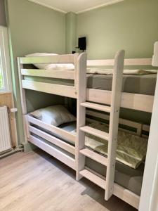 a room with two bunk beds in a room at De Vlinderstruik | 4 persons in Gasselte