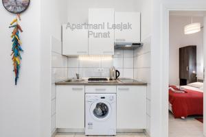 Kuchyň nebo kuchyňský kout v ubytování Apartmani Lesjak