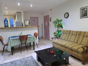 a living room with a couch and a table at Green room in Mulhouse