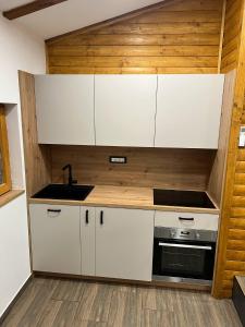 Kuchyň nebo kuchyňský kout v ubytování Apartma Mia