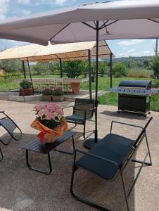 a group of chairs and a table with a grill at Country House L'Oliveto in Marta