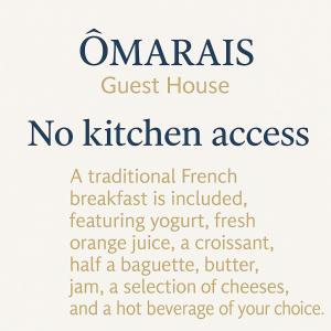 a sign for a guest house with the words no kitchen access at Ômarais Guest House in Paris