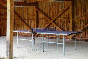 a ping pong table in a barn at Le Chalet in Montfroc