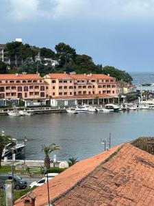a view of a marina with boats in the water at Apartments Marina in Vrsar