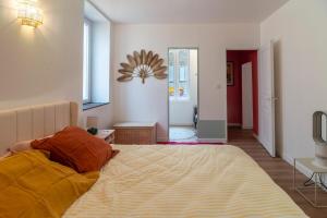 a bedroom with a large bed in a room at Le Baron terrasse et parking cœur de Castres in Castres