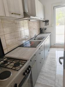 a kitchen with a sink and a stove top oven at Holiday House ''Villa Flora'' in Šibenik