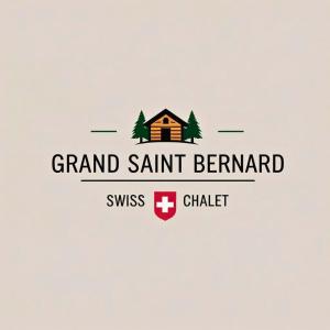 un logo per un grande cortile di vertice con una casa e alberi di Grand Saint Bernard Juayúa a Juayúa