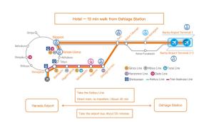 a map of the subway system at Uhome Fabric Hotel in Tokyo