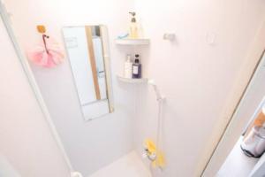a bathroom with a shower and a mirror at 新宿久久小木屋 整栋出租 in Tokyo +6 photos
