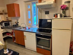 a kitchen with a sink and a stove top oven at Studio économique in Graulhet