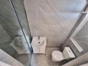 um banheiro com vaso sanitário e pia em 3 Stars Apartments em Prilep