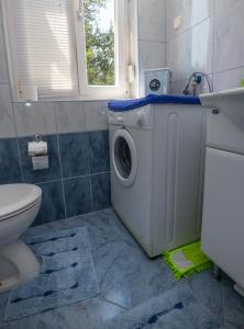 a bathroom with a washing machine and a toilet at Apartment Roberta in Lovran