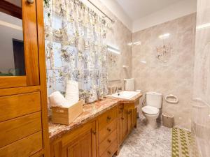 San AndrésにあるVivienda Sextanteの洗面台、トイレ、シャワー付きのバスルーム