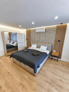 a bedroom with a large bed and a mirror at Villa Milamar in Banjol +96 photos